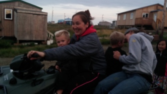 Dana giving Heidi and the boys a ride in her "minivan".